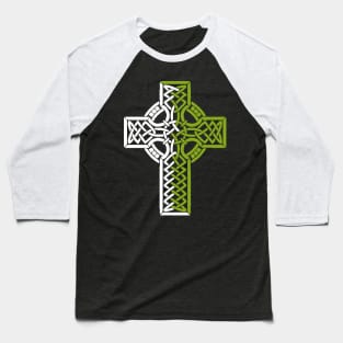 Celtic Cross in Green and White Baseball T-Shirt